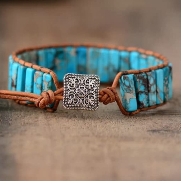 Gorgeous Bohemian Blue Turquoise Tube Beads Bracelet - - Picture 9 of 11